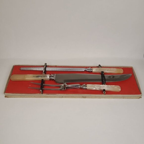 Vintage Carving Set Atkinson Bros Sheffield England Stainless Steel - Picture 2 of 10